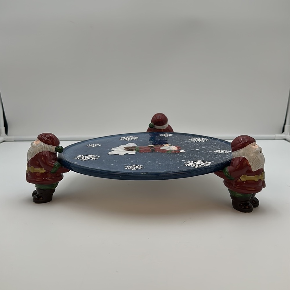 Santa Cake Plate | Pedestal Dessert Server by Home Interiors | Christmas Decor - Picture 3 of 16